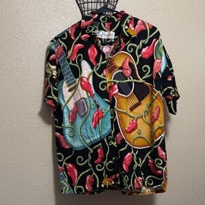Men's Colorful Guitar Print Casual Shirt